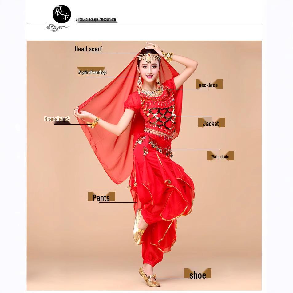Y Belly Dance Set: Indian Dance Costume for Stage & Practice - Women's Rotating Performance Wear.