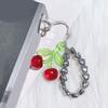 Stylish Beaded Cherry Pendant Keychain For Phone Or Keys Sturdy Alloy Material Compact Rope Construction