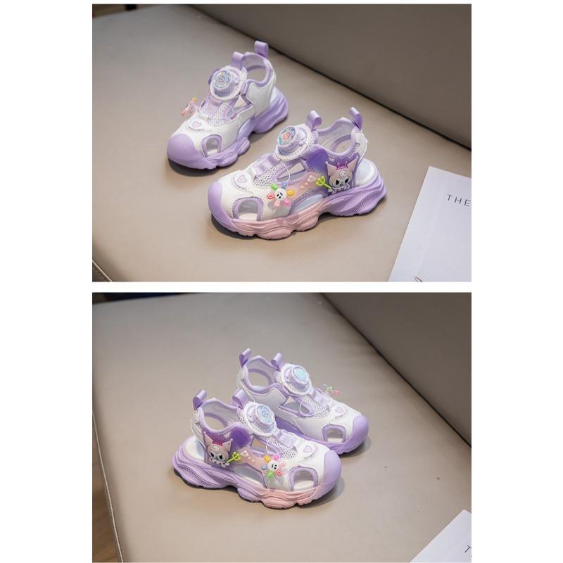 Children's Closed-Toe Sandals Stylish Kuromi Pattern Princess Shoes for Girls, Toddler & Youth Sport Sandals, Student Footwear