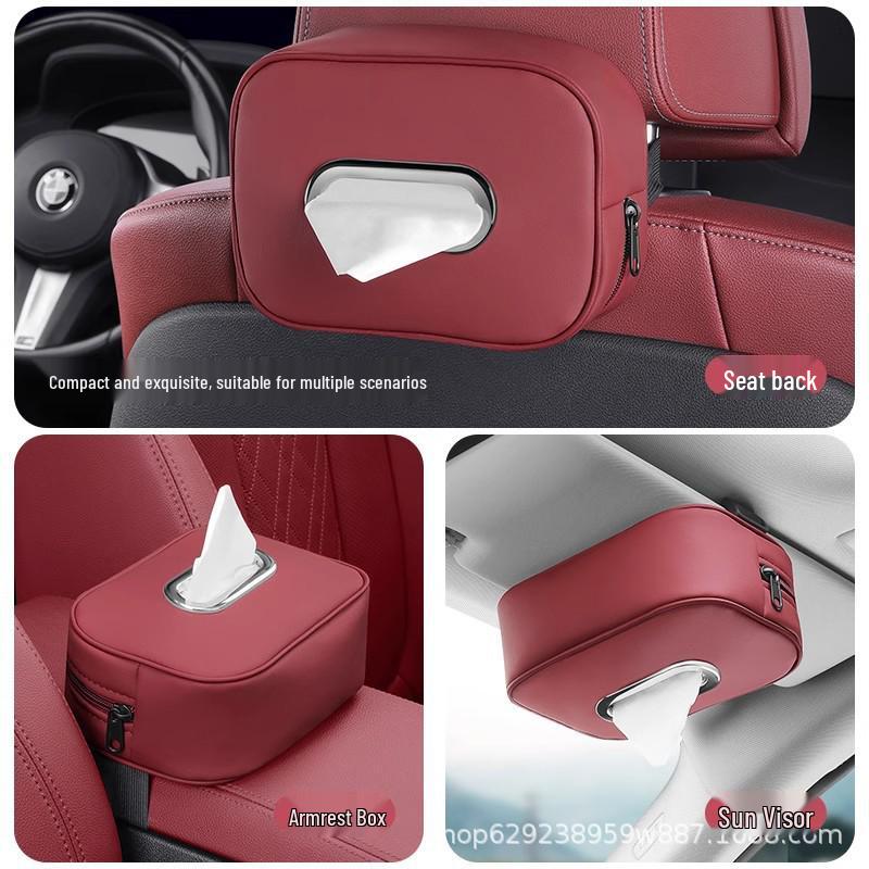 Premium Car Tissue Holder: Armrest Box & Hanging Napkin Storage