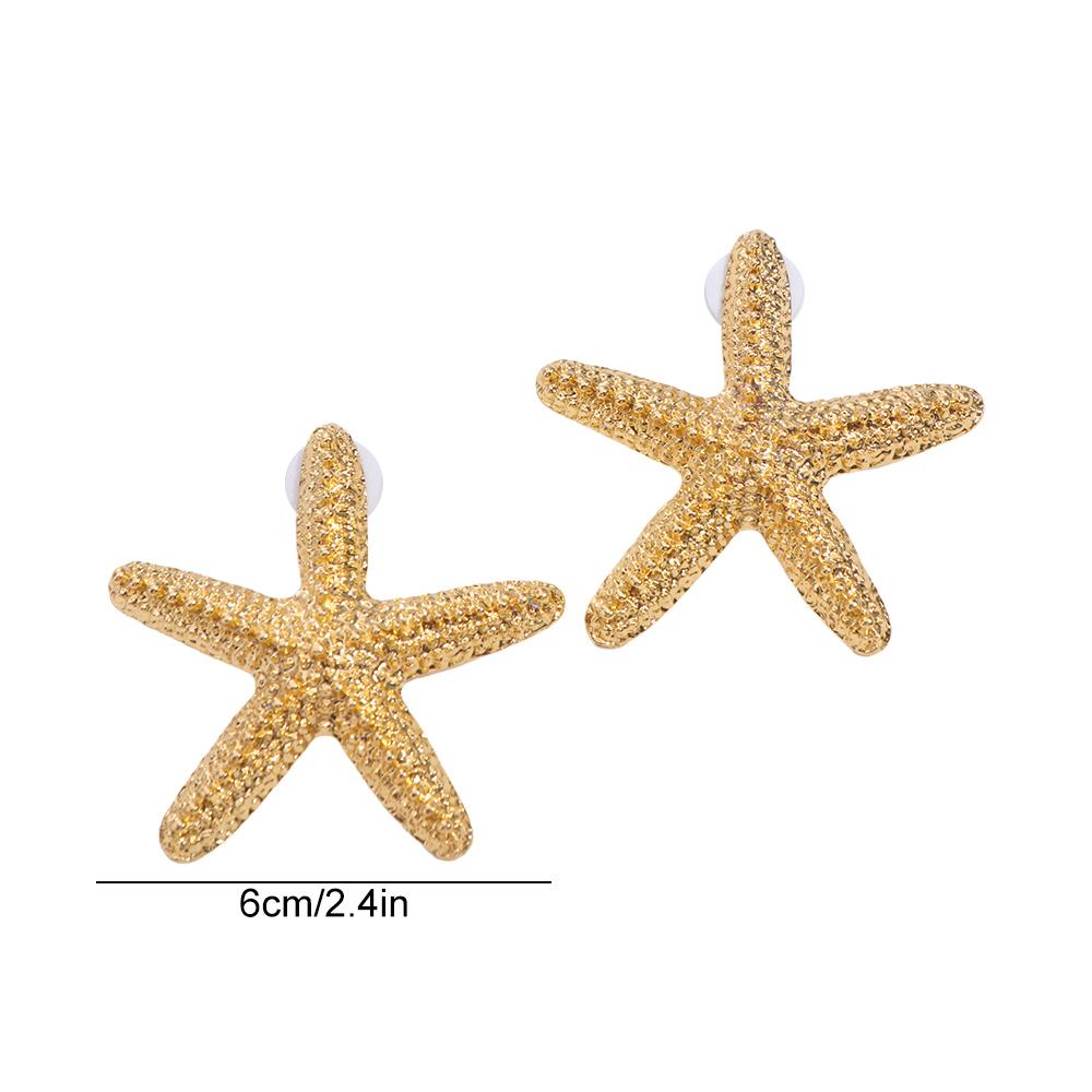 Gold Starfish Earrings Studs Sea Sea Beach Earrings Elegant Marine Organism Ear Studs  Party