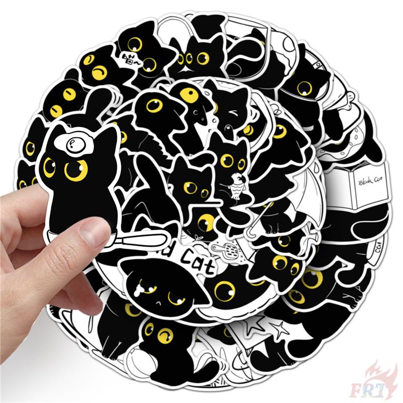 50Pcs/Set Funny Black Cats. Yellow Eyes Stickers DIY Fashion Waterproof Doodle Decals Stickers