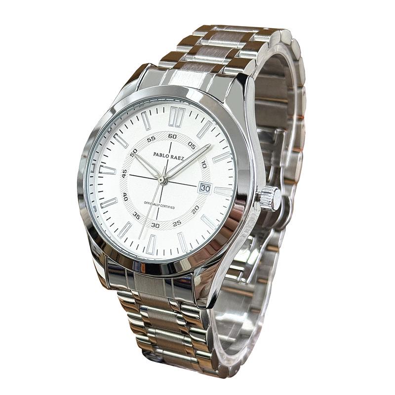Men's Casual Fashion Quartz Wristwatch with Solid Steel Band - Automatic and Waterproof