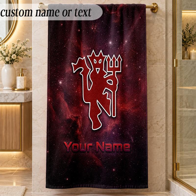 Beach TowelManchester United Custom Name Text Personalized Soft Towel for Beach Pool Indoor Home Decor Gift