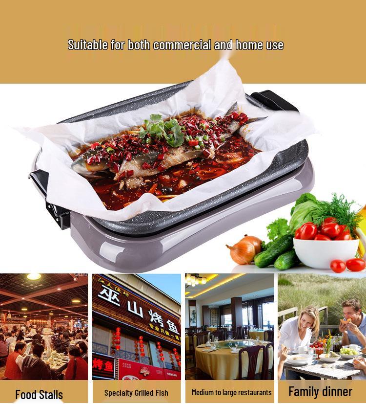 Electric Griddle: Multi-Functional Large Plug-in Grill for Paper-Wrapped Fish & BBQ
