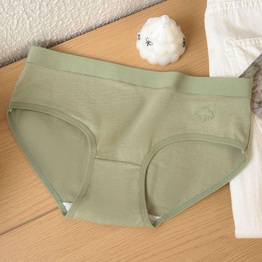 5Pcs Mid Waist Seamless Briefs Cotton Crotch Underwear for Women Soft Solid Color Panties Girl