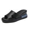 Women Black Slide Slippers Summer Wedge Sandals Open Toe Casual Thick Sole Platform Slippers Plus Size