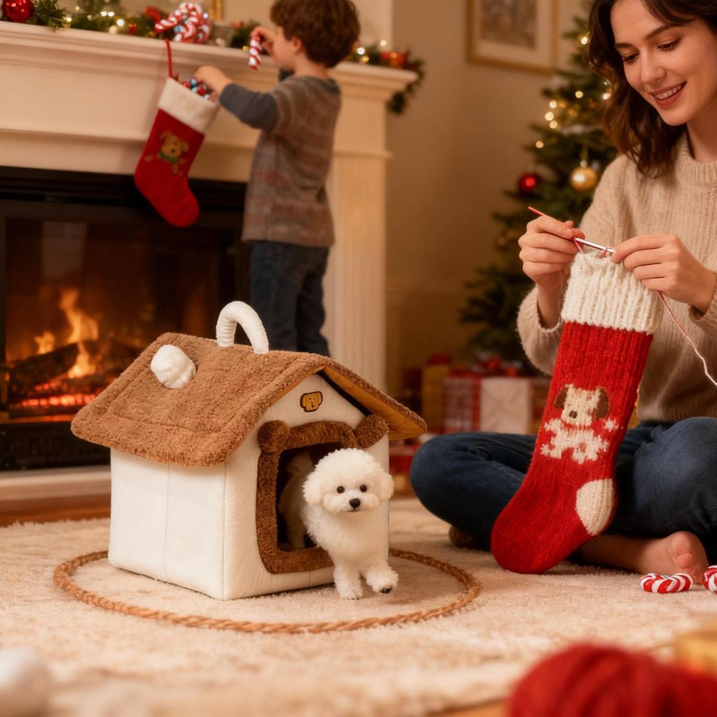 Cat Bed Cave Warm House Tunnel Comfortable Nest Indoor Cat Nest Bed For Outdoor Winter Outside Home Travel Bedroom Balcony