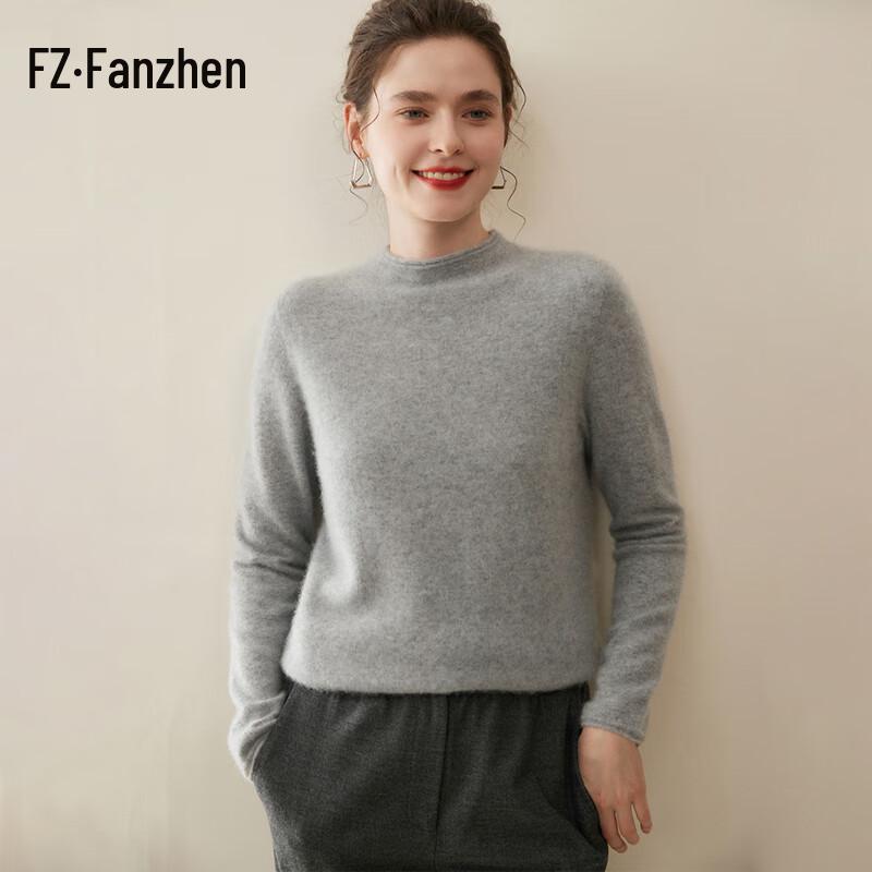Fanzhen Women's 100% Cashmere Half-High Neck Sweater