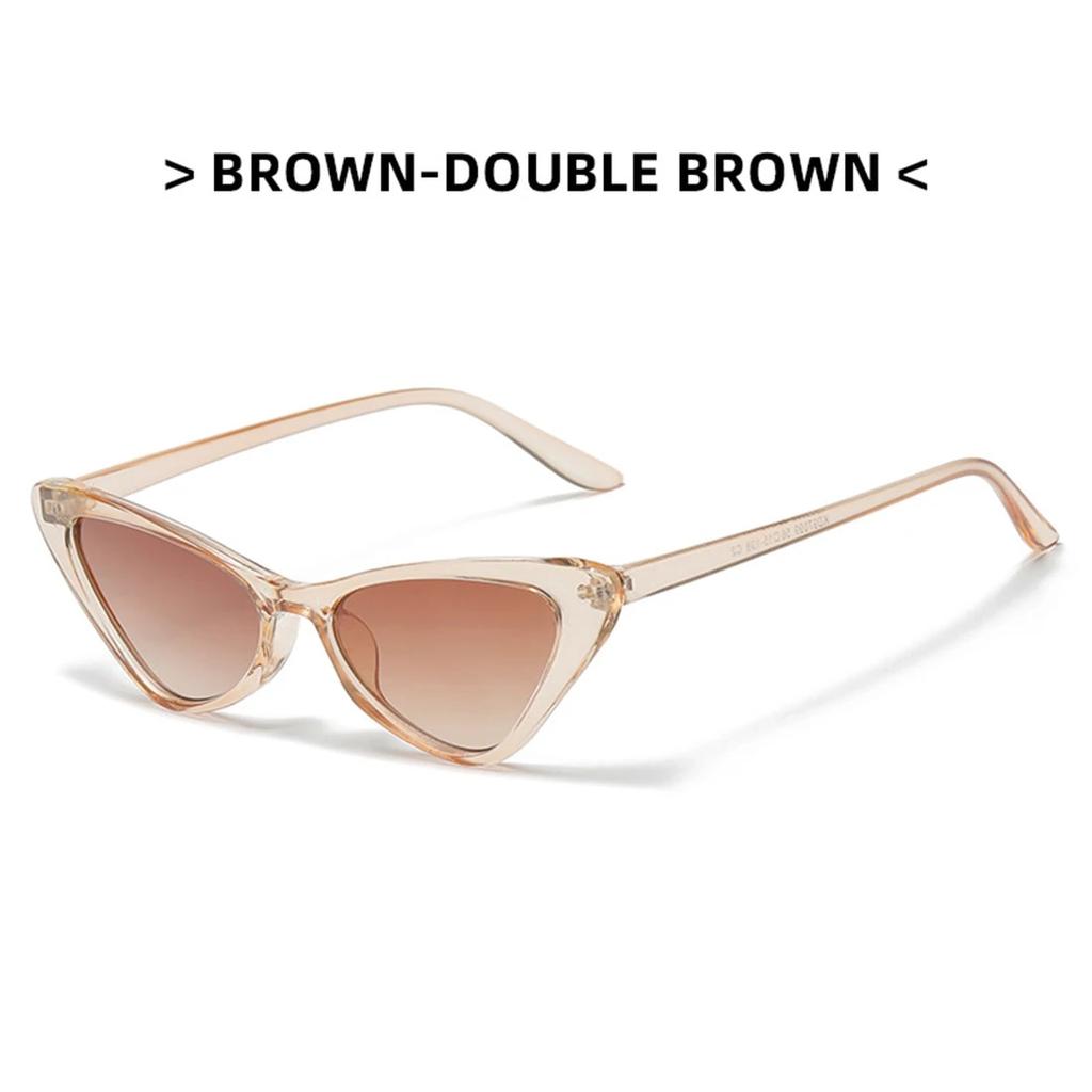 Retro Cat Eye Solbriller UV400 Shades Vintage Små Trekant Solbriller Hip Hop Briller Kvinner Kvinnelige Trendy Briller