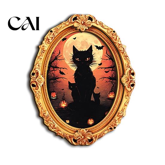 Kitchen Refrigerator Magnet 1/6Pcs Halloween Retro Frame Magnet, Wooden Fridge Seasonal Magnets Decor Decoration, Memo Note Holder for Holiday