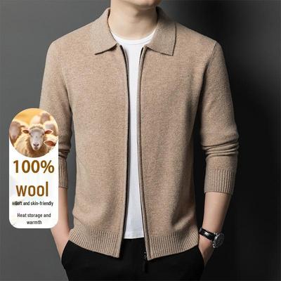 Herren Übergröße Trendige Strickjacke mit Umlegekragen aus Wolle – Lässige Strickware Fleece für Herbst/Winter