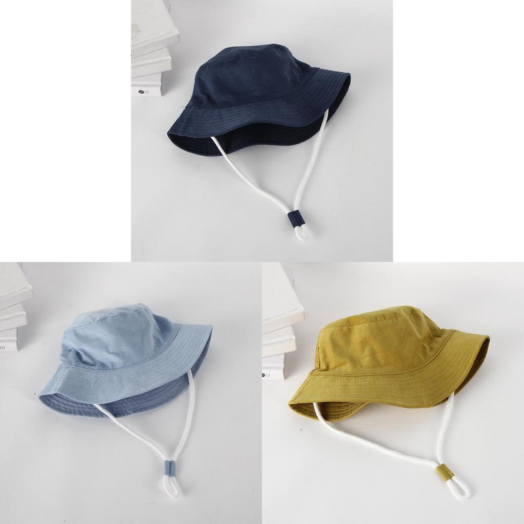 New Korean Style Cream Color Children's Fisherman Hat For Fall Outings Boys And Girls Sun Hat With Flat Top