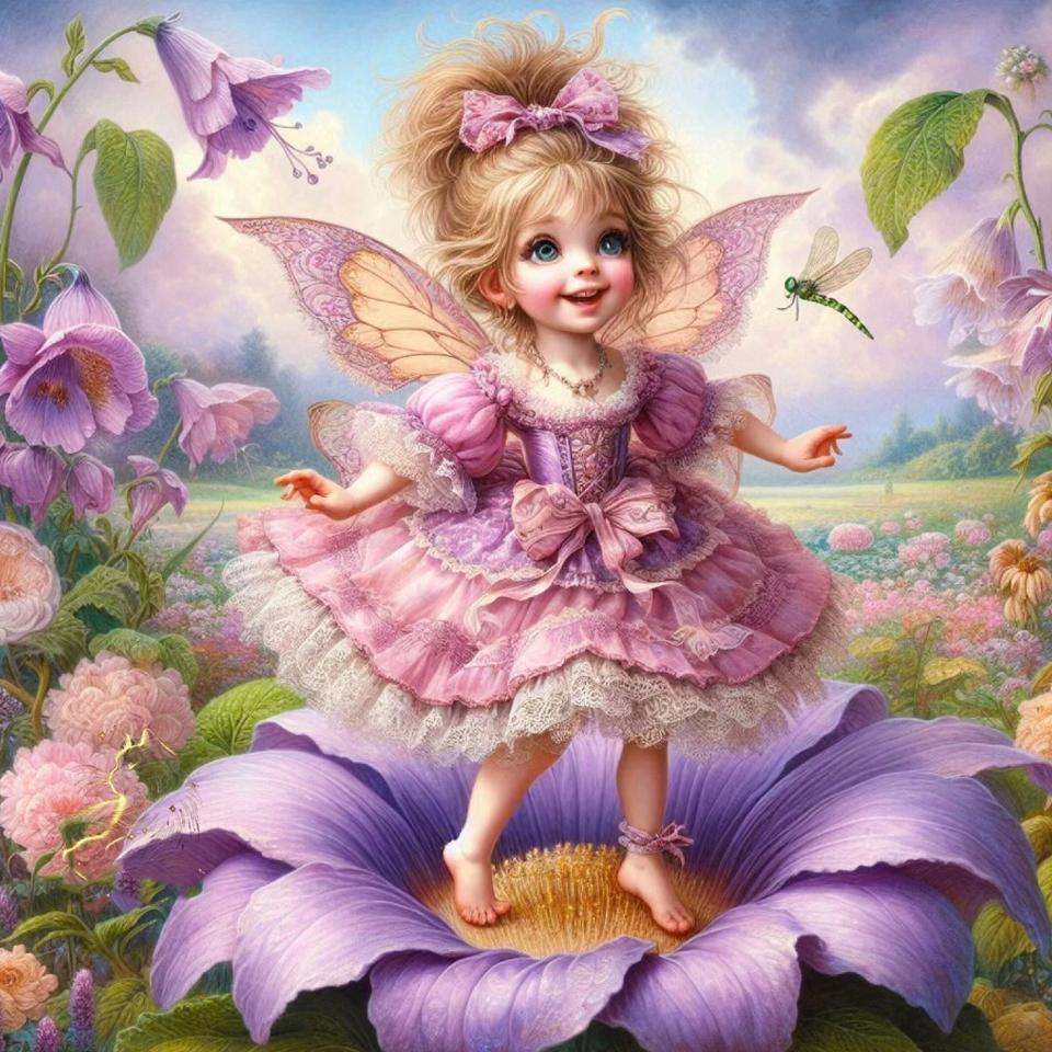 Diy Full Round Square Mosaic Art Cartoon Elf Diamond Painting Set New Product Arrived Flower Elf Girl Embroidery Decoration