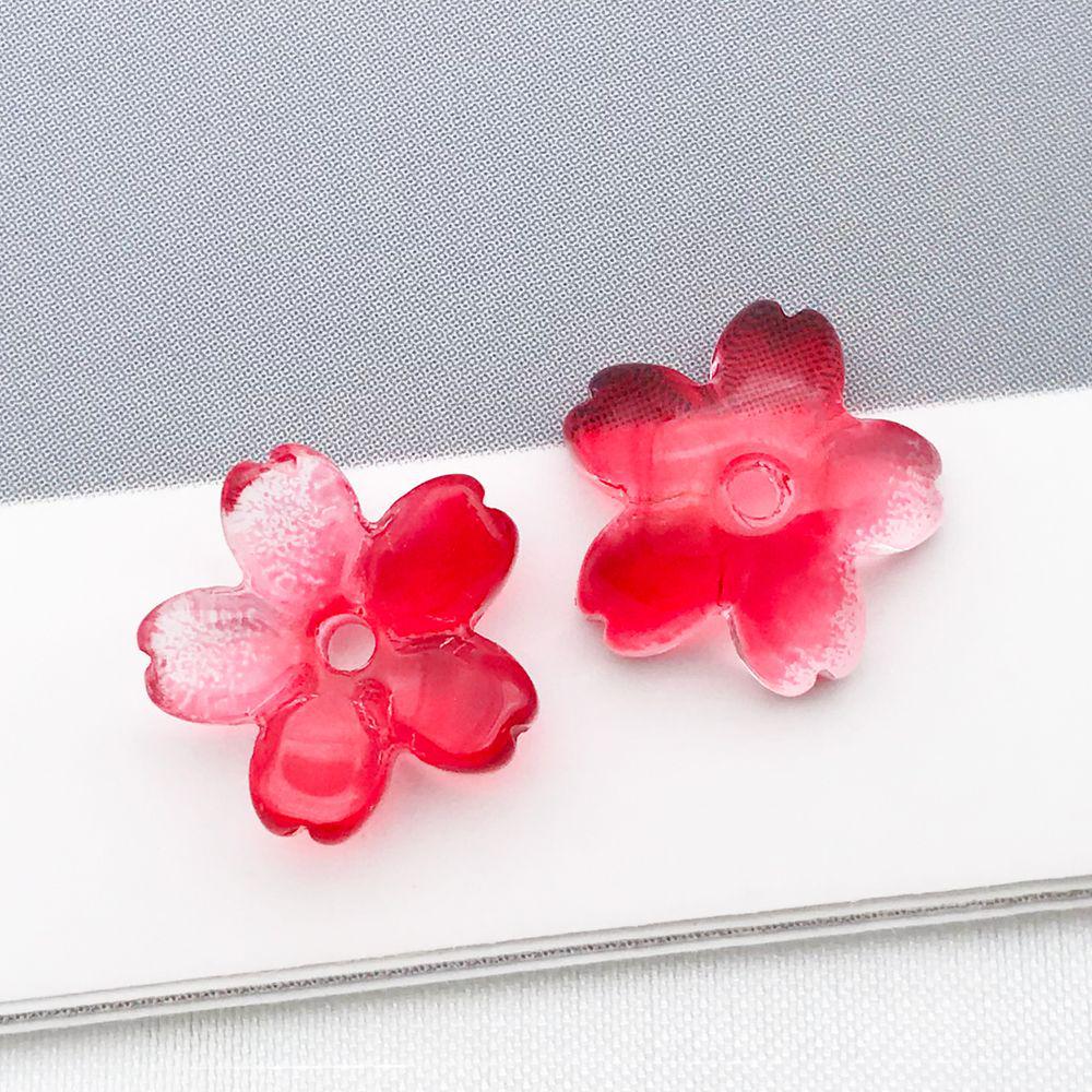 50 Multicolor Transparent Gradient Cherry Blossom Petal Charms for DIY Jewelry