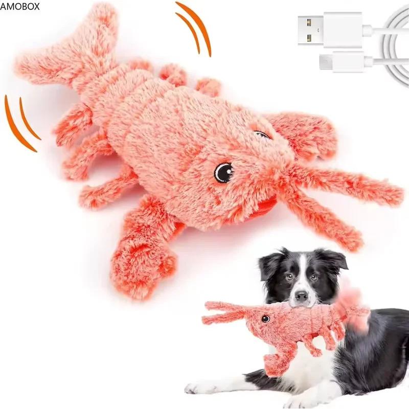 Interactive Electric Moving Cat Toy with Jumping Lobster and Shrimp Simulation Plush for Cats Dogs Interactive Pet Toys