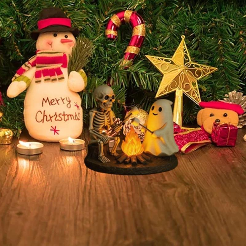 Specter Glowing Skull And Specter Light Resin Craft For Halloween Home Decorate Mysterious