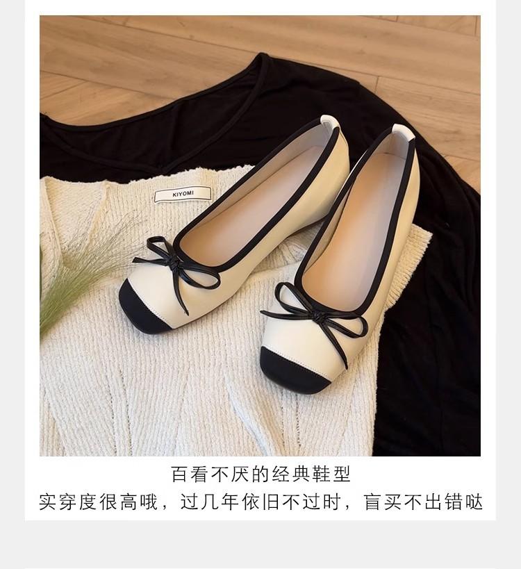 Grape Mother Same French Inner Height Increase Age Reduction Bow Word Ballet Half Drag Sandals Leather Women's Single Shoes Summer