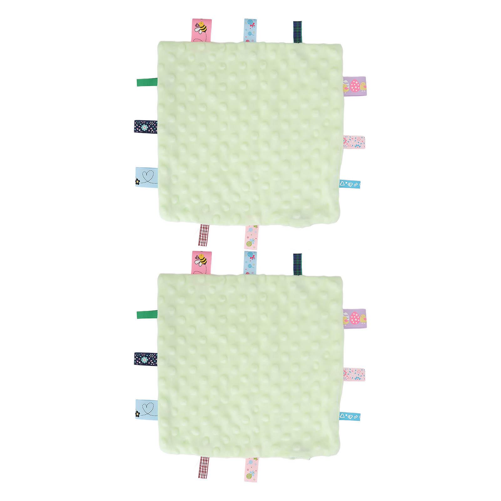 

2pcs Baby Tags Security Blanket Pure Cotton 3D Particle Sensory Development Baby Comfort Blanket зелёный