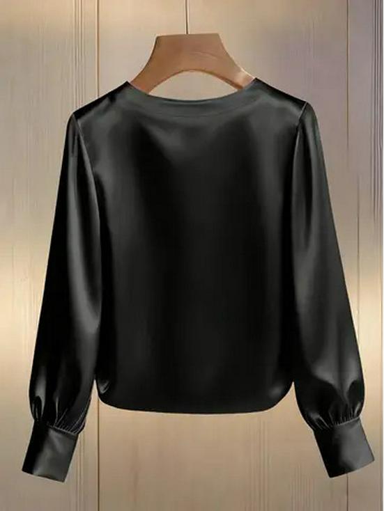 Frühling/Sommer 2025 Französischer Stil Satin Perlen Rundhals Hemd für Damen