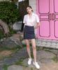 Bye Bye Seop Stitch Mini Skirt Navy [T32]