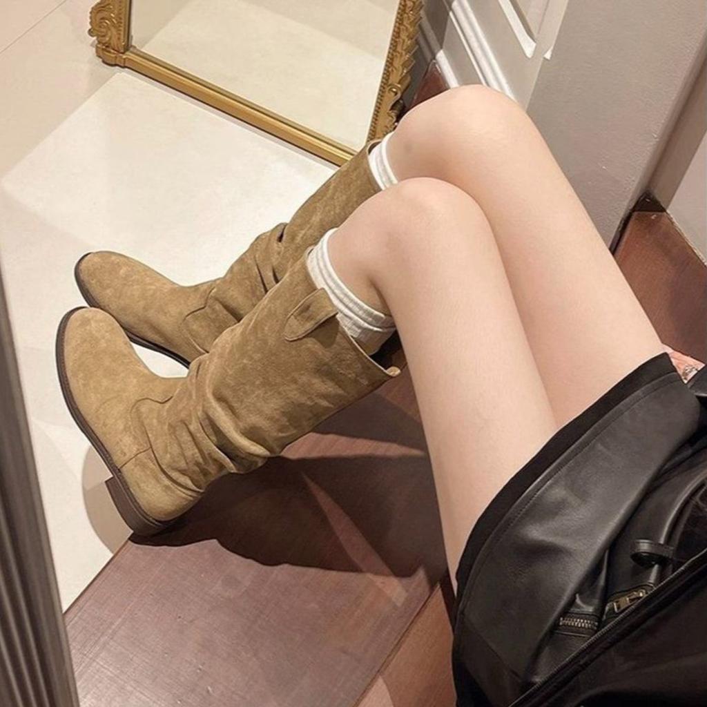 Boots Women's Fashion Versatile 2025 New Autumn Pile Boots Western Cowboy High Boots But Knee Knight Boots