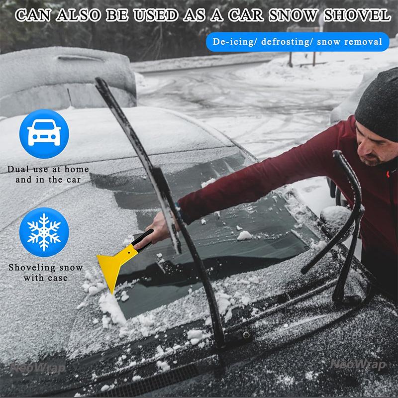 Car Windshield Snow Frost Ice Removal Shovel Scraper Cleaning Tool Triangle Window Tinting Squeegee with Non-Slip Long Handle