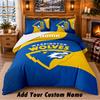 Warrington Wolves FC Pattern Bedding 3Pcs Set Custom Name, Bed Sheet And Pillowcases For Home Bedroom