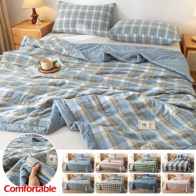 Summer Cotton Air Condition Quilt Thin Stripe Lightweight Comforter Simple Style Breathable Bed Travel Quilts For Home Hotel