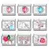 New Zircon Starfish Heart Shell Crown Rose Flowers Italian Charm Links Fit 9mm Stainless Steel Bracelet Women DIY Making Gifts
