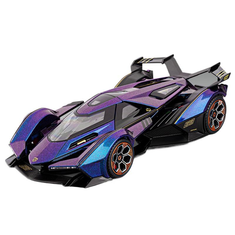 

1/18 Lamborghini V12 Vision GT Gran Turismo Alloy Concept Sports Car Model Diecast Metal Racing VehiclesCar Model Sound Light Kids Toy Gift фіолетовий