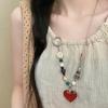 Ceramic love beaded pendant necklace retro ethnic style niche collarbone chain light luxury high-end temperament jewelry women