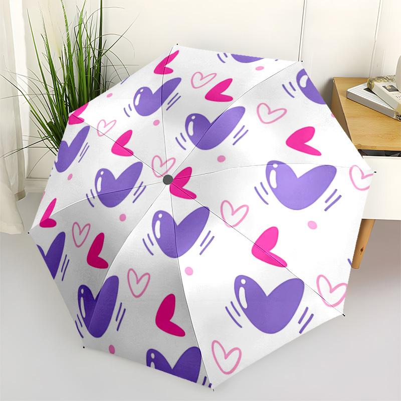 1pc Heart-patterned fabric Automatic Folding Umbrella. Portable collapsible design, Best  birthday festival gift yy250924160