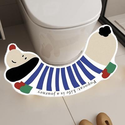 Cartoon U-förmige Badematte Schnelltrocknend Weich Wasserabsorbierend Fußmatte Polyester Schmutzabweisend Badezimmerteppich Eingangsbereich