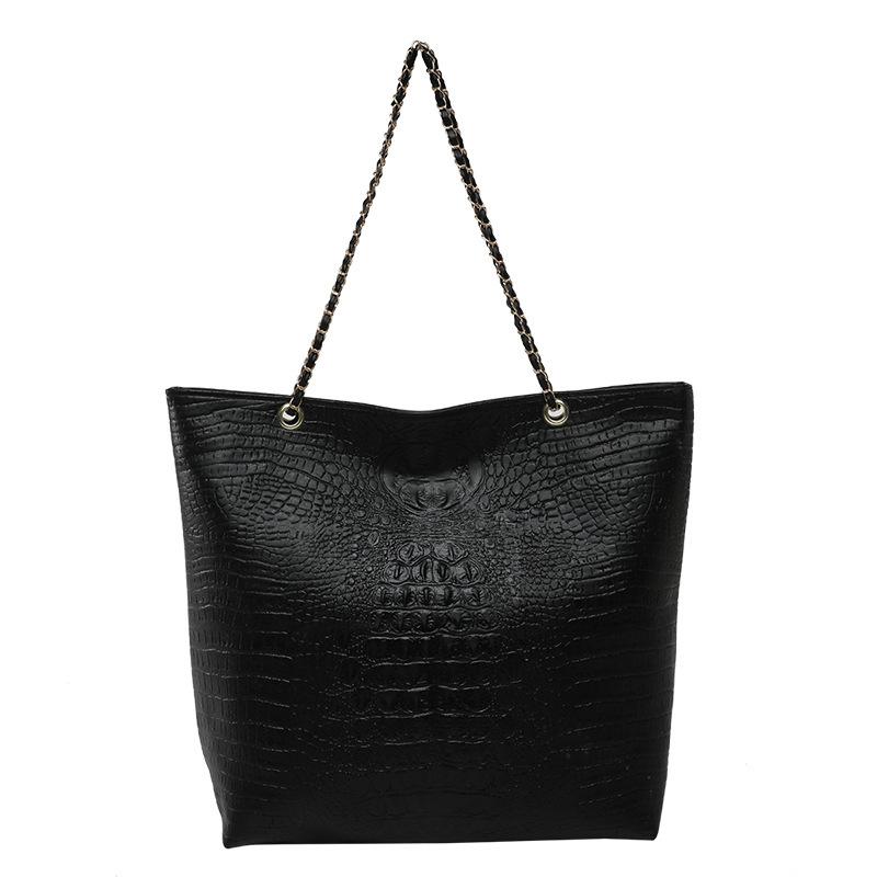 2025 New Large-capacity Shoulder PU Handbag, Crocodile Pattern Women's Bag, Fashionable European and American Commuter Tote Bag Tide