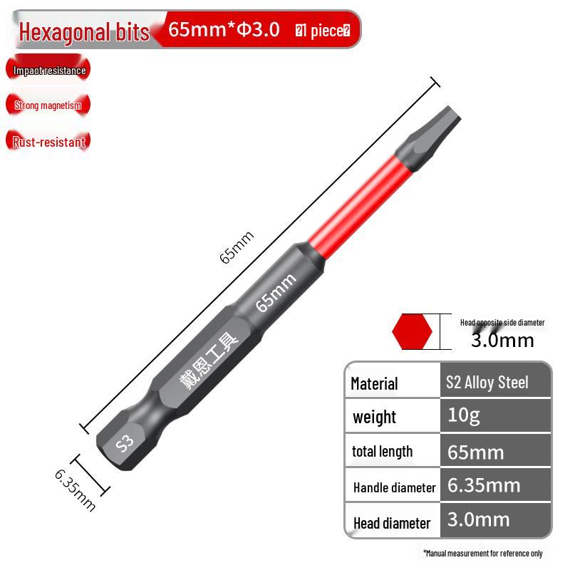High-Strength S2 Magnetic Hex Socket Pneumatic Screwdriver Bit