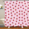 Kawaii Strawberry Shower Curtain For Bathroom Decor, Cute Pink Fruit Shower Curtain Waterproof Fabric Bath Curtain With Hooks