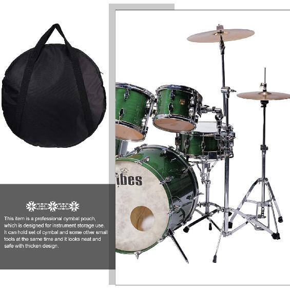 Vaguelly 23 Inch Cymbal Gig Bag with Handle Double- layer Round Cymbal Storage Case for- proof and Waterproof