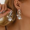 Fashion versatile imitation pearl earrings women's light luxury high-end flower water drop wind stud earrings