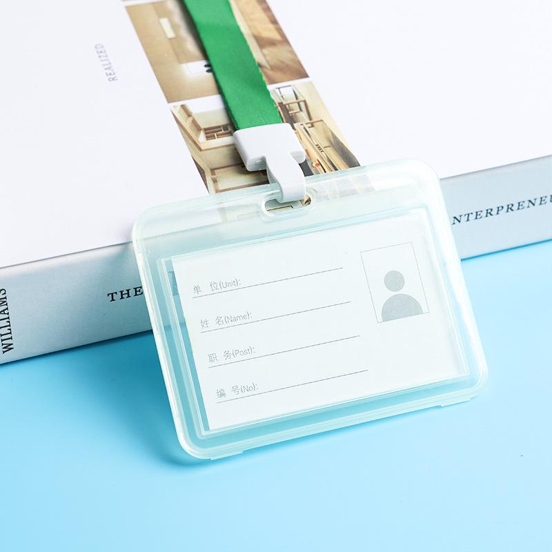 Double-Sided Transparent ID Card Holder with Lanyard for Student IDs and Bus Cards