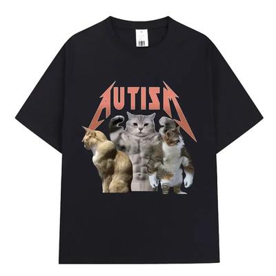 Unisex Buff Cats Autism Memory T-shirt Fitness Gym Fashion Hip Hop Short Sleeve T Women's Summer Comfortable T-shirt
