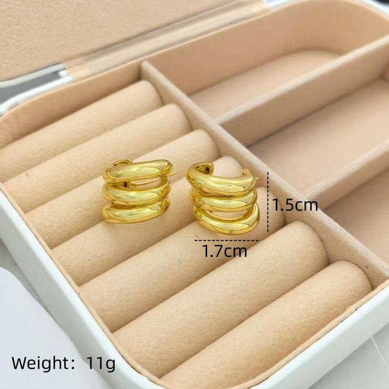 1 Pair of Elegant Women's High-End Glossy Earrings Made of Copper, Fashionable, Simple and Versatile Metal Earrings