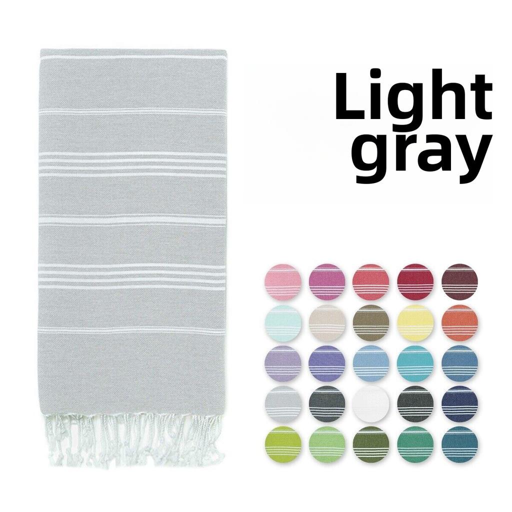 Woven Cotton Blanket Outdoor Blanket Foreign Trade  Beach Towel Color Bath Towel Tassel Striped Polyester Cotton Beach Towel