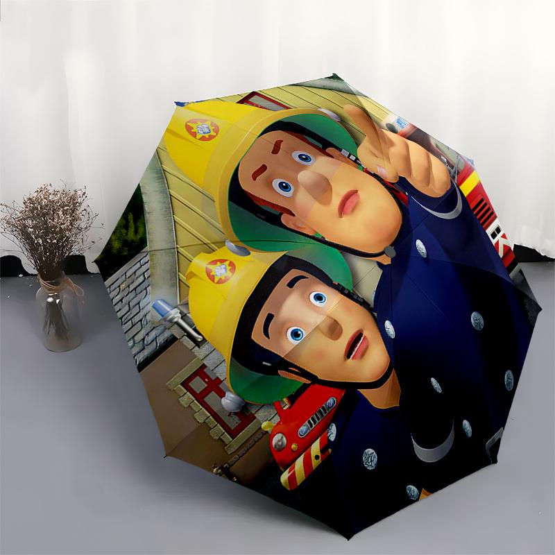 Fireman Fire trucks Themed Travel Umbrella-8 Ribs Automatic Opening and Closing, Portable Folding Design, Compact and Stylish Umbrella Suita