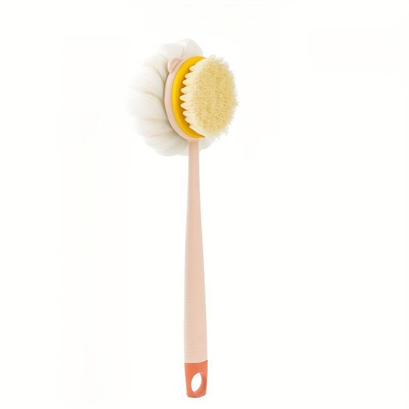

Long-handled shower body brush, double-sided bath brush, for back exfoliation and massage, 2-in-1 bathroom tool розовый