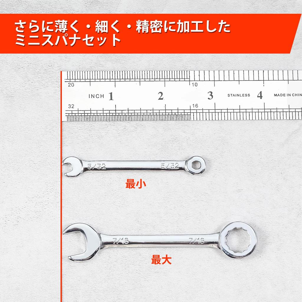 LEONTOOL Mini Spanner Set of To Inch Combination Mini Slim and Includes Carabiner and Storage Short Work Day Gift Set, 10-Piece Ultra-Thin Wrenches,