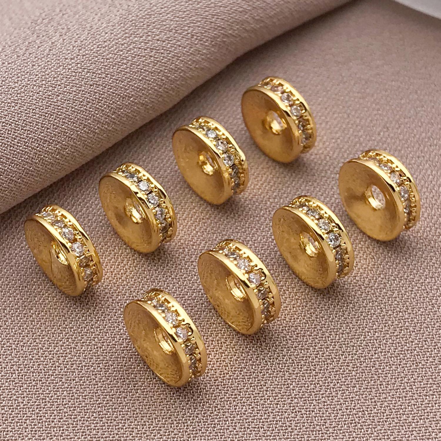 

Позолоченные 18 карат циркониевые микропаве бусины-колесики для браслетов DIY