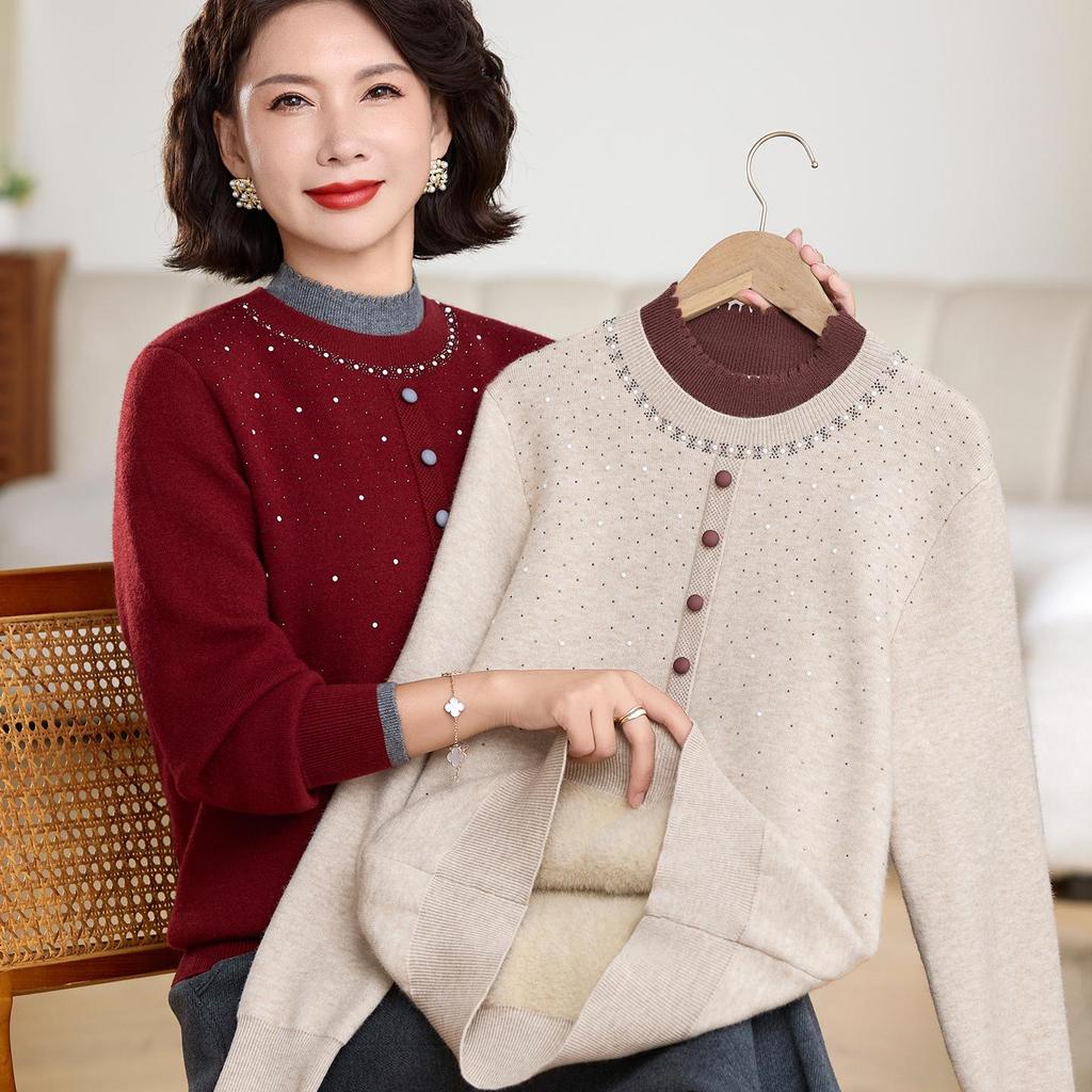 Neues Baby von Mama: Herbst/Winter Strick-Samt Basis-Pullover - Vielseitig, Warm und Stilvoll für Damen