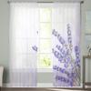 Lavendel Lila Blumen Moderne Tüllvorhänge für Wohnzimmer Schlafzimmer Zuhause Küche Fenster Gardinen