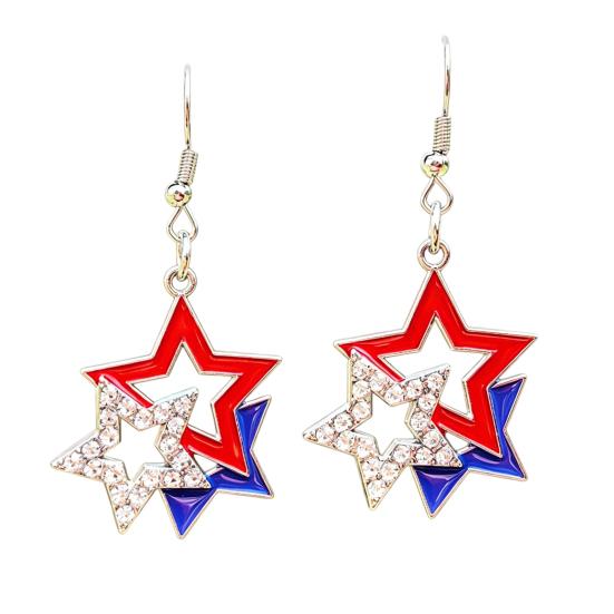 

USA Flag Earrings for Women, Patriotic Red White Blue Earrings, American Flag Dangle Drop Earrings, 4th of July Independence Day Gift D
